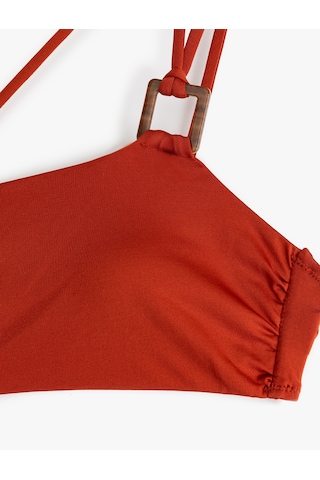 Koton Hafif Destekli Aksesuarlı Tek Omuz Bikini Üstü Kahverengi 5sak10022mm Kahve