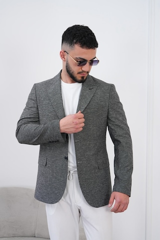Dupont Classics Dupont Keten Slim Fit 6 Drop Sivri Yaka Çift Yırtmaçlı Erkek Blazer Ceket Antrasit - Gri