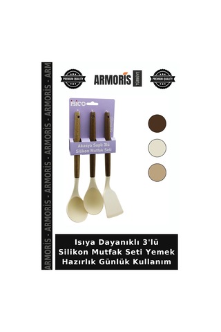 Isıya Dayanıklı 3'lü Silikon Mutfak Seti Yemek Hazırlık Günlük Kullanım Çok Renkli