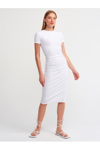 Dilvin 90327 Fitilli Midi Boy Elbise