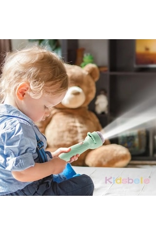 Gebibd Karikatür El Feneri 80 Desen 3d Proje Oyuncak Çocuklar İçin Mavi Mor