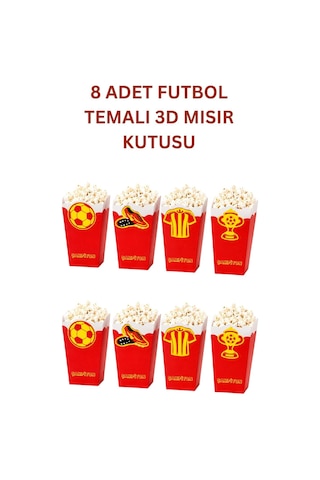 Sarı Kırmızı Futbol Temalı Doğum Günü Parti Seti İyi Ki Doğdun Banner, Tavan Sarkıt, Gözlük, Pasta Süsü Ve Mısır Kutusu