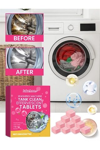 Maiyame Makine Temizleyici Fıçlı Tabletler - Derinlemesine Yıkama, Koku Ve Kirlik Giderici - 10 Adet 150g - Tüm Markalar Uyumlu Beyaz