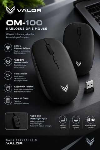 Om-100 1600 Dpi Kablosuz Ofis Mouse Hbcv000084m657