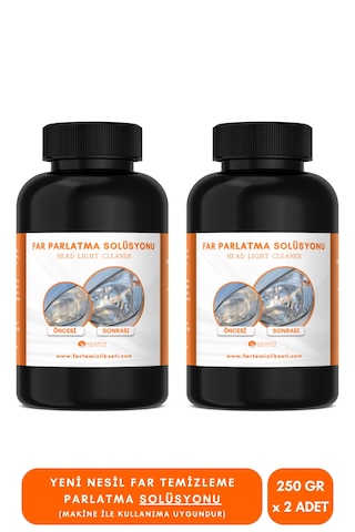 Yeni Nesil Premium I Buharlı Araba Far Temizleme Ve Parlatma Solüsyonu I Kloroform Uyumlu 2 X 250 Gr Yeni Nesil Premium I Buharlı Araba Far Temizleme Ve Parlatma Solüsyonu I Kloroform Uyumlu 2 X 250 Gr