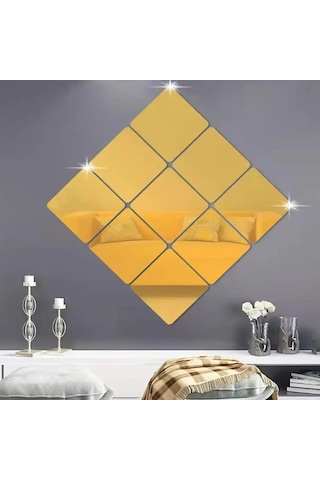 Kare Pleksi Ayna 35x35cm 4 Adet - Gold Gold