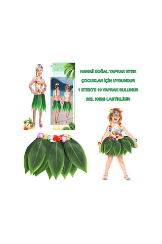 Populermarketim - Tropikal Esintili Hawaii Yapraklı Parti Eteği Çocuk Boy Standart