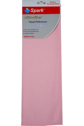 2 Adet Spark Kristal Mikrofiber Cam Silme Bezi Ve Genel Temizlik & Kurulama Bezi 40x40 Cm. Pembe