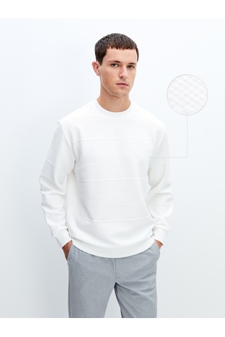 Lcw Vision Beyaz Bisiklet Yaka Uzun Kollu Erkek Sweatshirt
