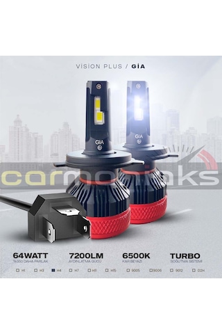 Vision Plus GİA H4 CSP Led Xenon Far Ampulü 64W 7200 LM