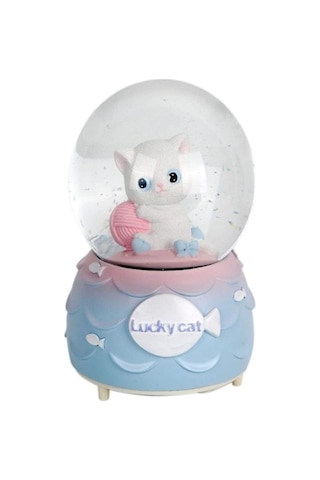 Tatlı Kedi Orta Boy Işıklı Müzikli Kar Küresi