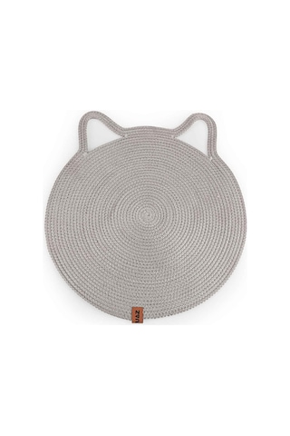 Gobypet Jüt Kulaklı Yuvarlak Kedi Köpek Mama Yatak Önü Paspası Hasır Kedi Matı 40 x 40 CM