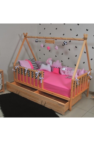 Markaawm Markaawm Montessori Çocuk Yatak Çekmeceli 90X190 Çadır Karyola