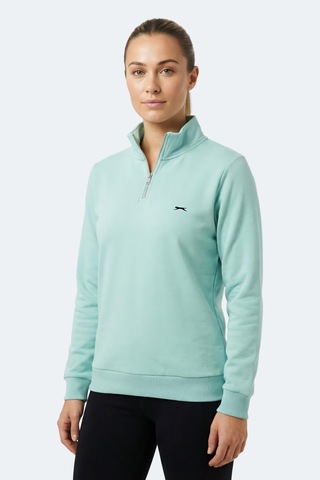 Slazenger Maxıs I Kadın Dik Yaka Fermuarlı Turkuaz Sweatshırt Turkuaz