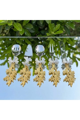 Çnr Home Collection Kelebek Sapli 5 'li Metal Servis Seti Gold-gümüş Renk / Dekoratif Sunum Ve Servis Aksesuari Sarı Çnr Home Collection Kelebek Sapli 5 'li Metal Servis Seti Gold-gümüş Renk / Dekoratif Sunum Ve Servis Aksesuari Sarı