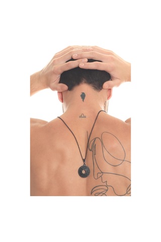 Erkek Siyah Oksit Kaplama Spiritüel Simge Uçlu Kolye Siyah