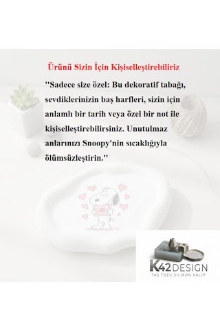 K42design Snoopy "sevgi Mektubu" Temalı El Yapımı Dekoratif Takı Ve Sunum Tepsisi 1