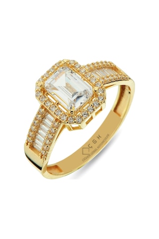 Baget Taşlı Fantezi Altın Yüzük