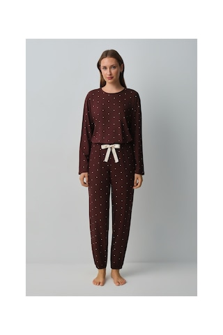 Suwen Meloni Spor Pijama Takımı Wsh1051014691 Kahverengi