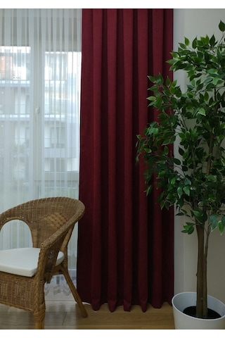 Evdepo Home Deniz Soft Pileli Fon Perde Bordo (451161539) Bordo