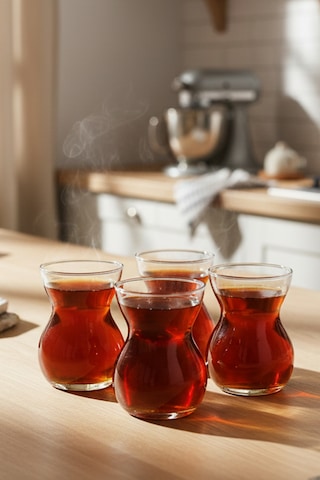Snippy Tea - 6'lı Cam Çay Bardağı Cam Çay Seti 170 Cc Cam