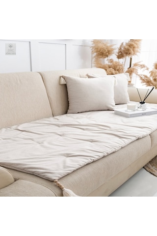 Premium Krem Keten Evcil Hayvan Dostu Koltuk Pedi 80x180 Krem