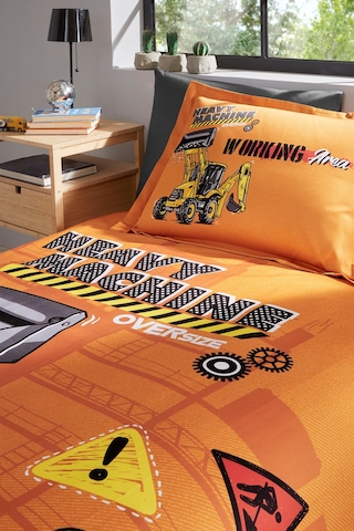 Özdilek Heavy Machine Tek Kişilik Lastikli Fitted Çarşaf Nevresim Takımı Turuncu