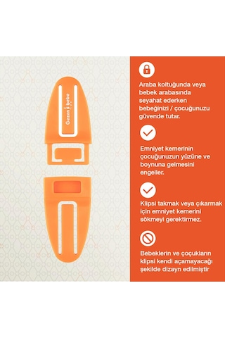 Gezenbebe Bebek Emniyet Kemer Klipsi Orange 001