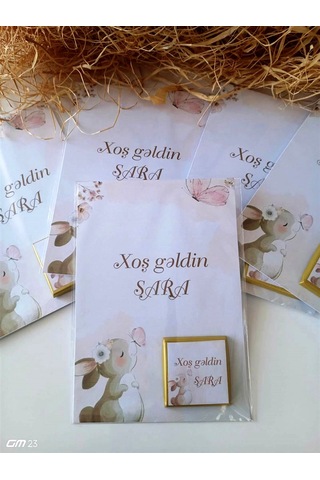 Azərbaycan Xoş Gəldin Bebek Çikolatası Davetiye Kartlı Hediye 20 Adet
