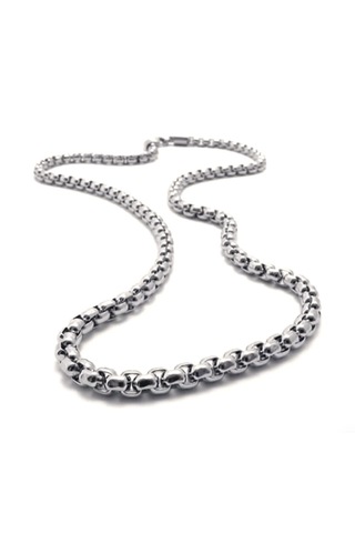 Gümüş Renk Iç Içe Geçmeli Arnavut Asansör Unisex Erkek Çelik Kolye Gümüş