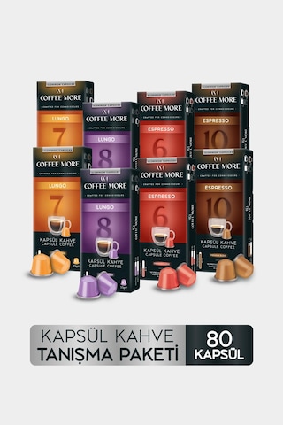 Coffee More Kapsül 2'li Tanışma Paketi 80 Kapsül Kapsül Kahve