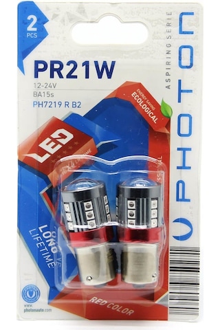Photon P21w Ba15s 12-24v 93 Led Ampul - Kırmızı - İkili Blister Ph7219 R B2