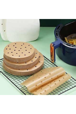 Air Fryer Pişirme Kağıdı 21 Cm Tek Kullanımlık Hava Fritöz Yağ Geçirmez Yapışmaz Gıda Pişirme Kağıdı 100 Adet Çok Renkli