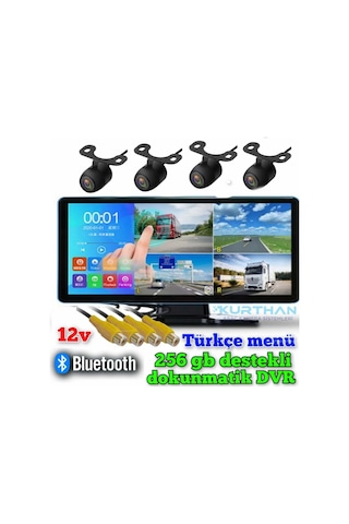4 Kameralı 10,36 İnç Dokunmatik Mp5 Bluetooth 4k Ahd Dvr Set