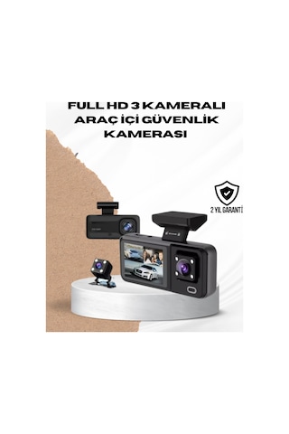 Wi-fi Bağlantılı Full Hd Araç Kamera Seti 3 Kameralı Park Koruma Ve Döngü Kayıt