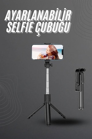 Selfie Çubuğu Tripod Bluetooth Kumandalı Selfie Çubuğu Telefon Tutucu - Uuczzzselfieçubuğuuu1