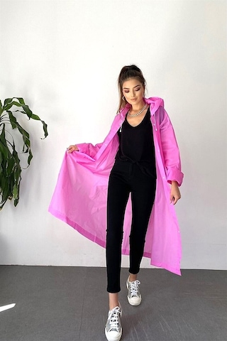 Marlux M21M Unisex Kapüşonlu Çıtçıtlı Eva Yağmurluk - Pembe