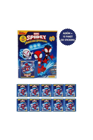 Lisanslı Spidey Mega Başlangıç Paketi Album+10 Paket 50 Stickers Çıkartma