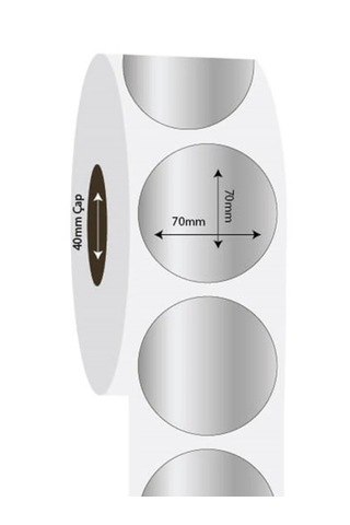 Aysan Etiket Boş Yapışkanlı Gümüş Metalize Barkod Etiketi 70mm Çap 1