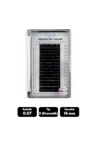 Misyul 0.07d Dramatik Kıvrım 14 Mm Soft Eyelash Doğal İpek Kirpik 16'lı