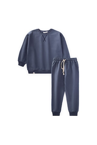 Cigit Basıc Karyoka Detaylı Sweatshirt Takım 3-8 Yaş Lacivert Lacivert