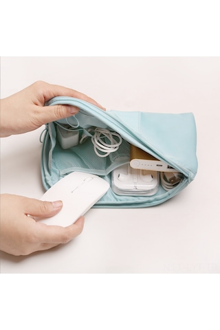 Youtek Pembe Seyahat Elektronik Organizer Çantası - Su Geçirmez, Büyük Kapasiteli 21x14x3cm - Şarj Cihazı, Kablolar, Kulaklık İçin Depolama