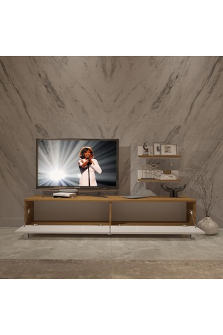 Decoraktiv Eko 4 Mdf Std Krom Ayaklı Tv Ünitesi Tv Sehpası Pera - Beyaz