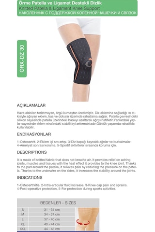 Örme Patella Ve Ligament Destekli Dizlik Orx -dz30