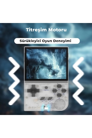 Rg35xx 2024 Yeni Versiyon Dikey Retro El Oyun Konsolu 64 Gb Beyaz - 3.5 İnç Ips Ekran H700 İşlemci 1 Gb Ram Titreşim Motorlu Hdmı Tv Bağlantılı Nostaljik Taşınabilir Konsol Psp, Ps1, Dc Destekli
