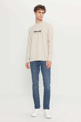 AC&Co / Altınyıldız Classics Erkek Bej 2 İplik Pamuklu Standart Fit Normal Kesim Bisiklet Yaka Sweatshirt Bej