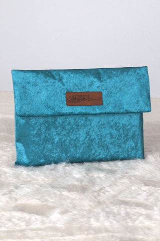 Orta Boy Kuranı Kerim Kadife Taşıma Çantası Petrol Turkuaz