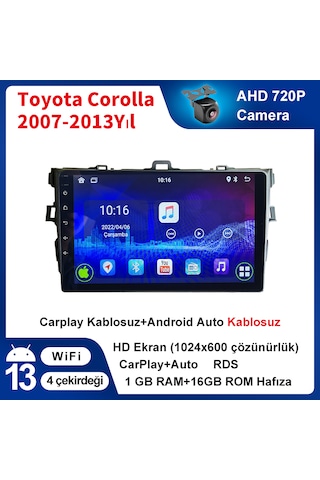 Toyota Corolla 2007-2013yıl 1gb Ram 16gb Rom Multimedya