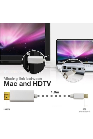 Mini Displayport To Hdmi Kablo Mini Displayport Thunderbolt Apple Uyumlu MacBook