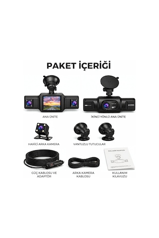 4 Kanallı 1080p Araç Kamerası 3.16 İnç Ips Ekran Gece Görüşlü Park Modlu